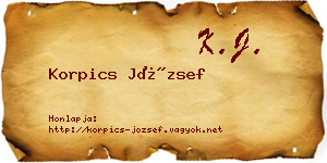 Korpics József névjegykártya